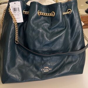 Coach Deep Green Quilted Shoulder Bag